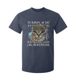 Tummy Ache Survivor Cat Meme T Shirt For Kid Vintage 90s Graphic Funny Stomach Issues Bootleg TS10 Navy Print Your Wear