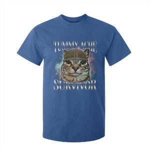 Tummy Ache Survivor Cat Meme T Shirt For Kid Vintage 90s Graphic Funny Stomach Issues Bootleg TS10 Royal Blue Print Your Wear