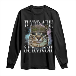 Tummy Ache Survivor Cat Meme Long Sleeve Shirt Vintage 90s Graphic Funny Stomach Issues Bootleg TS10 Black Print Your Wear