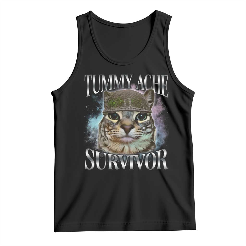 Tummy Ache Survivor Cat Meme Tank Top Vintage 90s Graphic Funny Stomach Issues Bootleg TS10 Black Print Your Wear