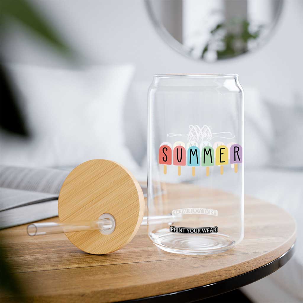Hello Summer Vacation Ice Cream Popsicle Ice Lolly Glass Can TS10 Print Your Wear