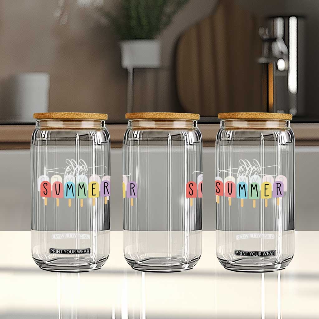 Hello Summer Vacation Ice Cream Popsicle Ice Lolly Glass Can TS10 Print Your Wear