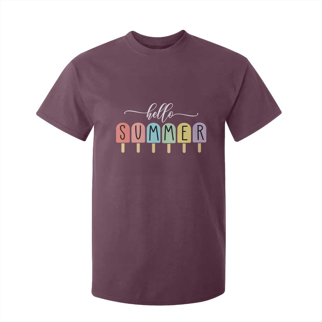 Hello Summer Vacation Ice Cream Popsicle Ice Lolly T Shirt For Kid TS10 Maroon Print Your Wear