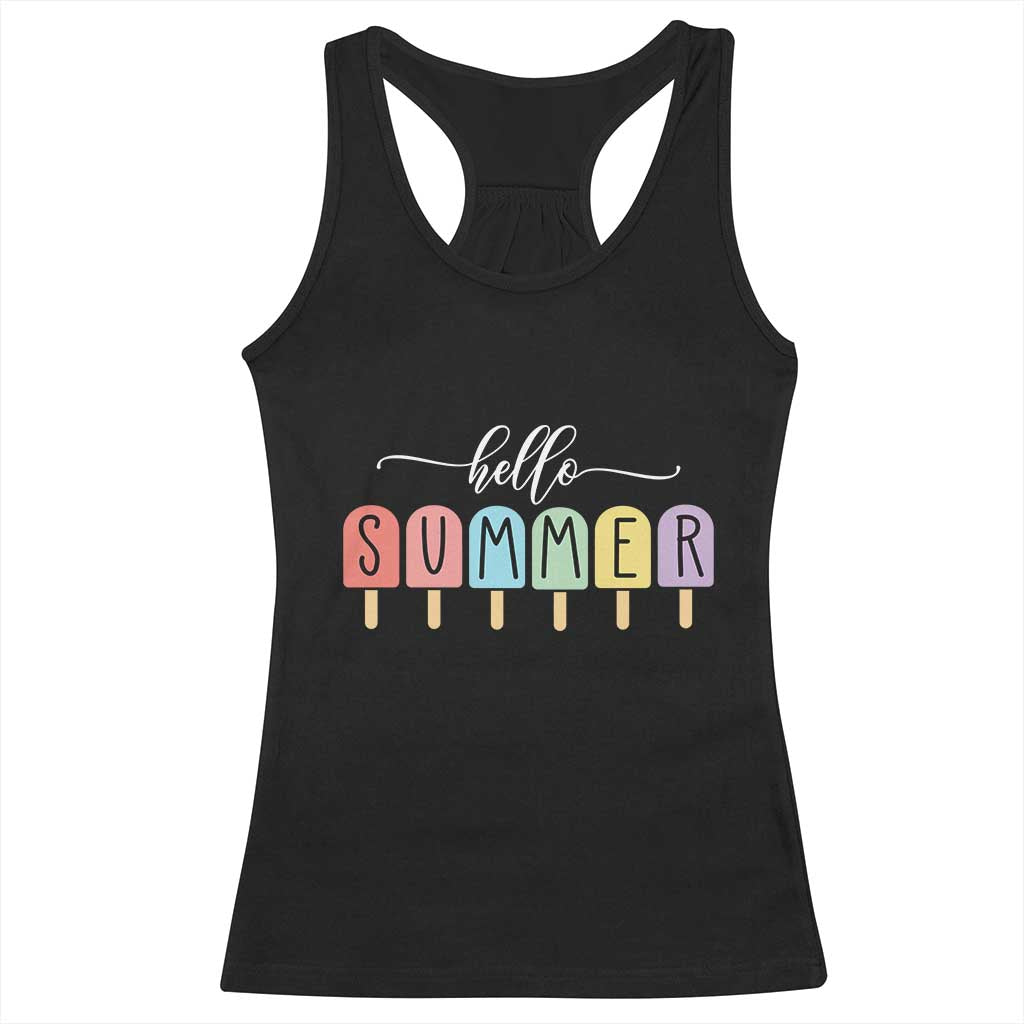 Hello Summer Vacation Ice Cream Popsicle Ice Lolly Racerback Tank Top TS10 Black Print Your Wear
