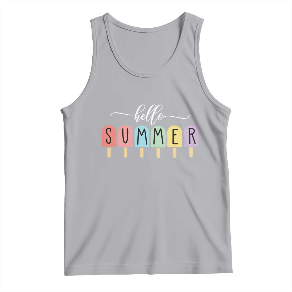 Hello Summer Vacation Ice Cream Popsicle Ice Lolly Tank Top TS10 Athletic Heather Print Your Wear