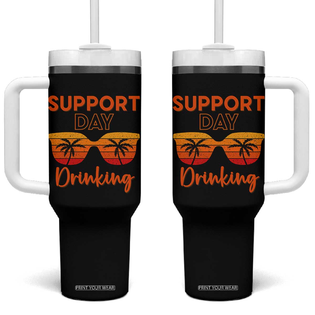 Funny Drinking Tumbler With Handle Support Day Drinking Summer Beach Vacation TS10 One Size: 40 oz Black Print Your Wear