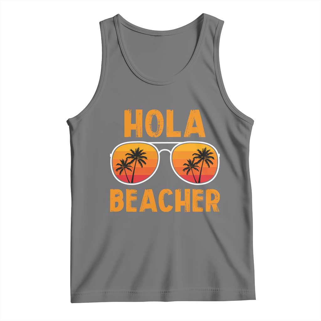 Hola Beaches Tank Top Funny Beach Vacation Summer TS10 Black Heather Print Your Wear