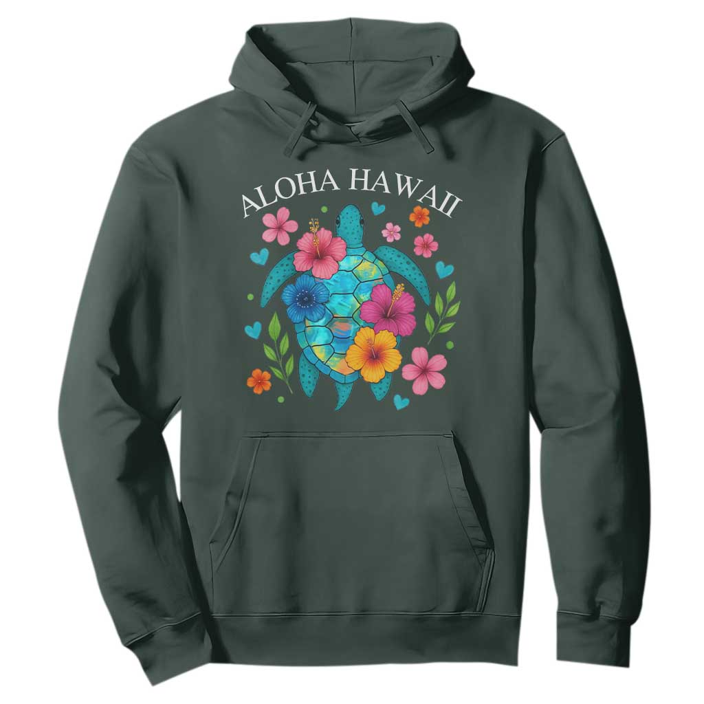 Aloha Hawaii Hoodie Sea Turtle Summer Hawaiian Island TS10 Dark Forest Green Print Your Wear