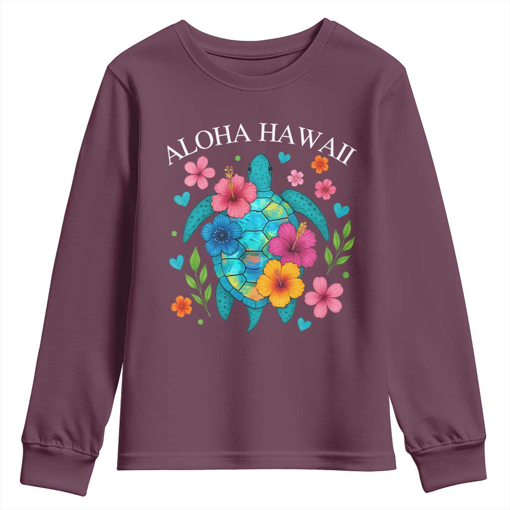 Aloha Hawaii Youth Sweatshirt Sea Turtle Summer Hawaiian Island TS10 Maroon Print Your Wear