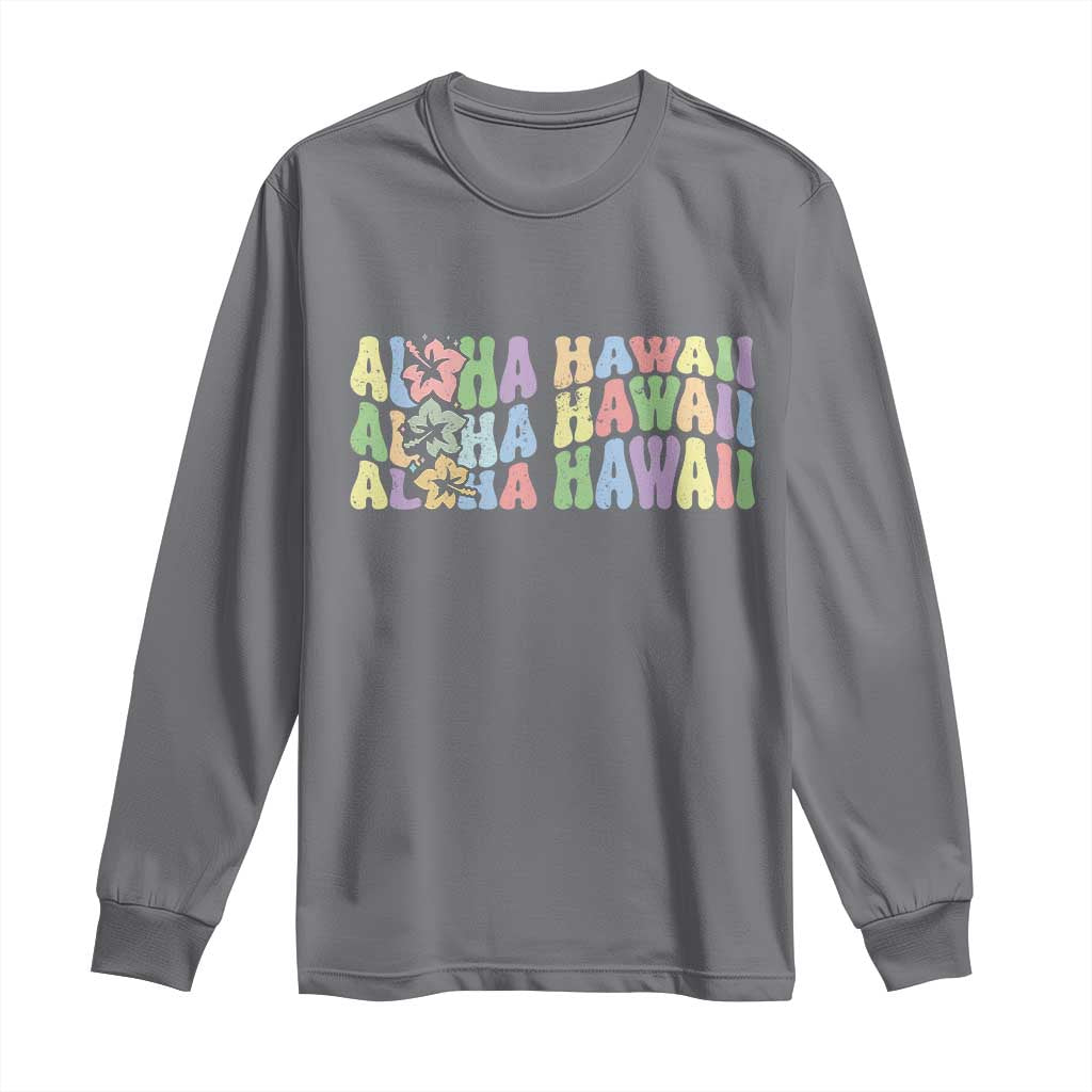 Aloha Hawaii Long Sleeve Shirt Flower Summer Hawaiian Island TS10 Charcoal Print Your Wear