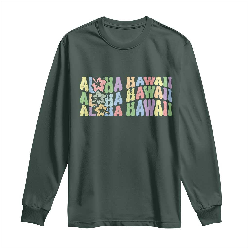 Aloha Hawaii Long Sleeve Shirt Flower Summer Hawaiian Island TS10 Dark Forest Green Print Your Wear