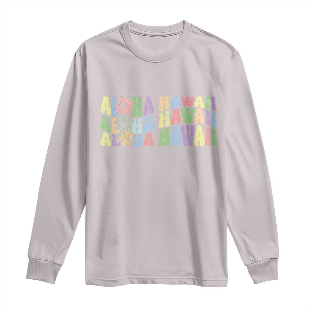 Aloha Hawaii Long Sleeve Shirt Flower Summer Hawaiian Island TS10 Ice Gray Print Your Wear
