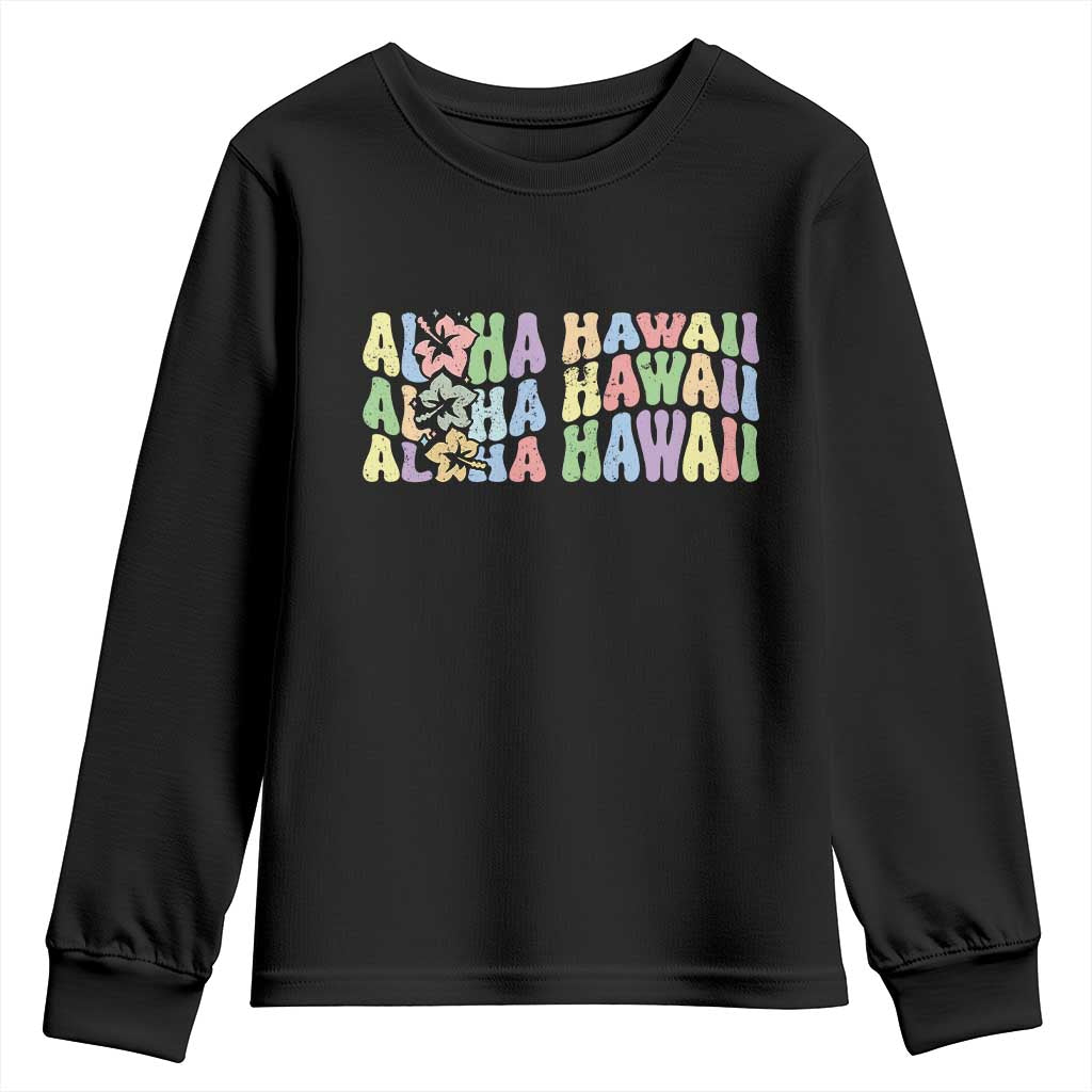 Aloha Hawaii Youth Sweatshirt Flower Summer Hawaiian Island TS10 Black Print Your Wear
