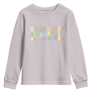 Aloha Hawaii Youth Sweatshirt Flower Summer Hawaiian Island TS10 Ice Gray Print Your Wear