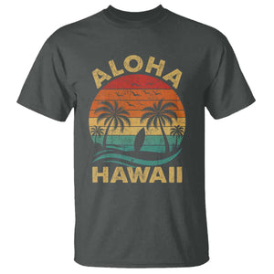 Aloha Hawaii T Shirt Retro Hawaiian Island Palm Beach Surfboard Surf TS10 Dark Heather Print Your Wear
