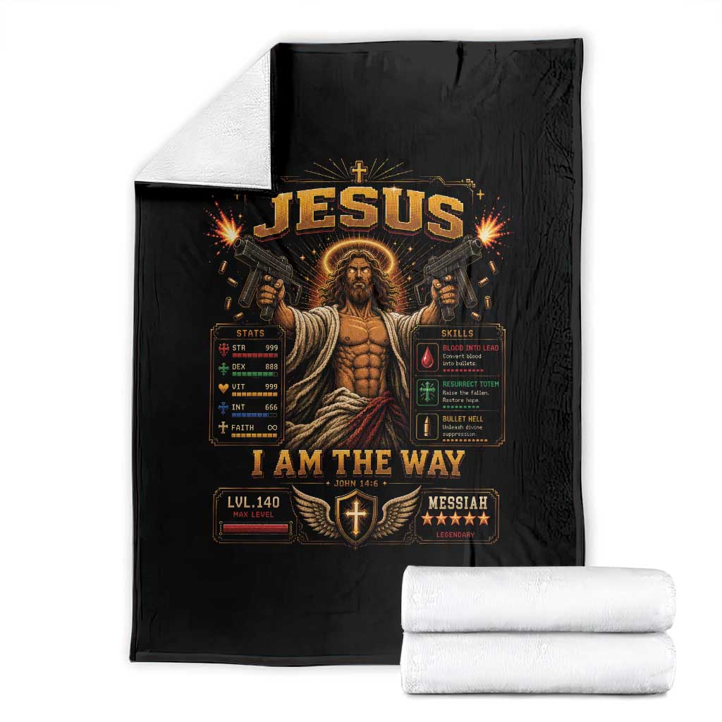 Jesus I Am the Way Character Stats RPG Books Throw Blanket TS10 Black Print Your Wear