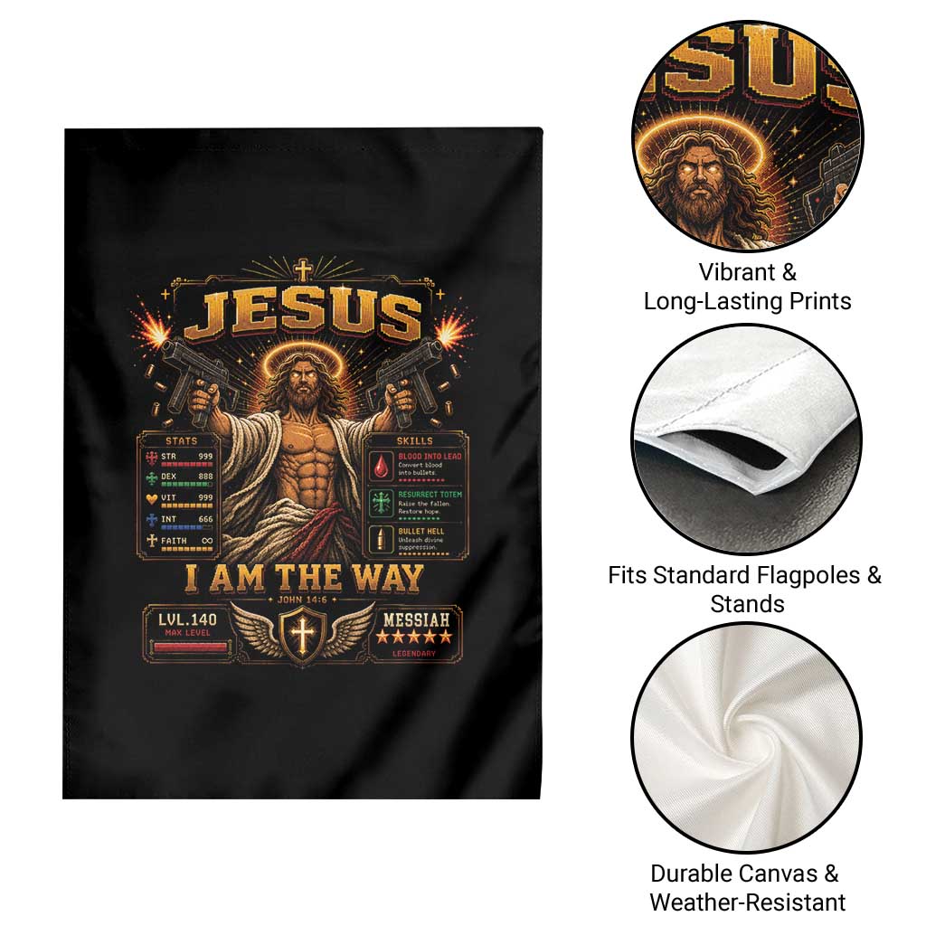 Jesus I Am the Way Character Stats RPG Books Garden Flag TS10 Print Your Wear