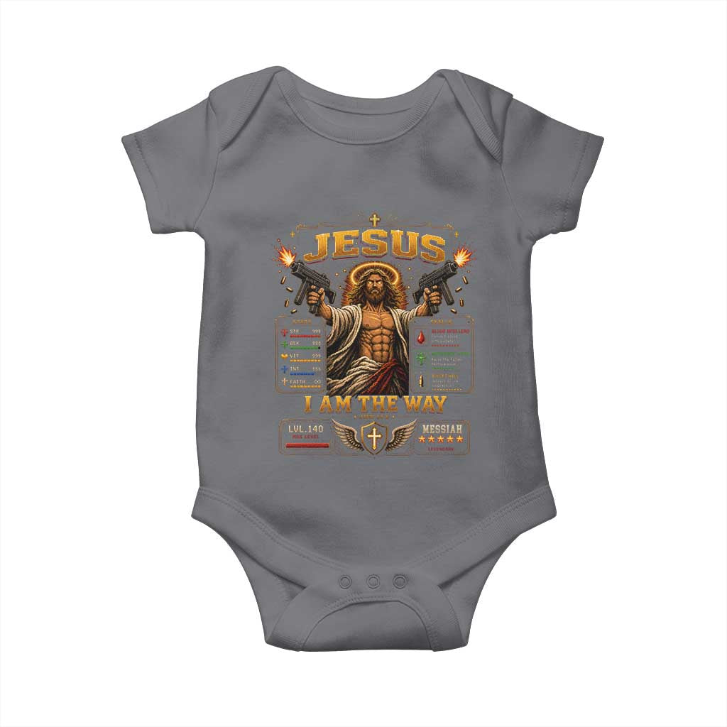 Jesus I Am the Way Character Stats RPG Books Baby Onesie TS10 Charcoal Print Your Wear