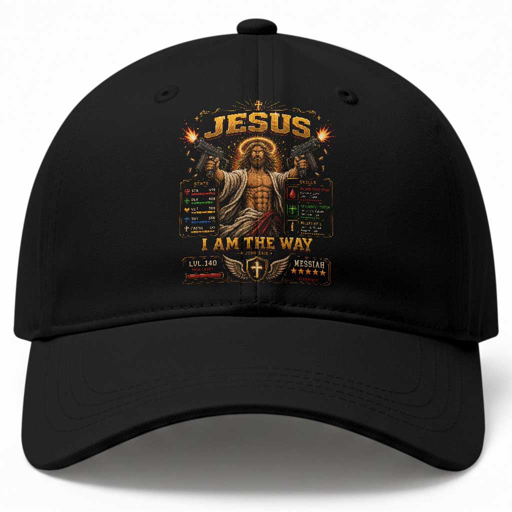 Jesus I Am the Way Character Stats RPG Books Baseball Cap TS10 Print Your Wear