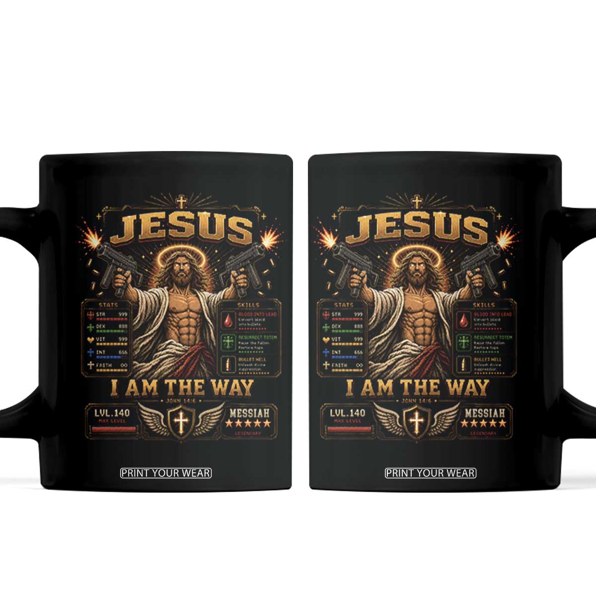 Jesus I Am the Way Character Stats RPG Books Coffee Mug TS10 Black Print Your Wear