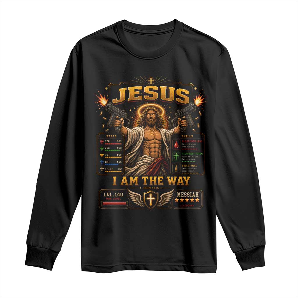 Jesus I Am the Way Character Stats RPG Books Long Sleeve Shirt TS10 Black Print Your Wear