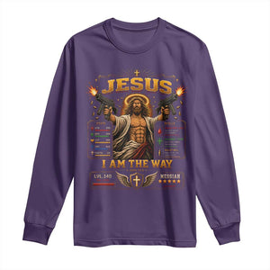 Jesus I Am the Way Character Stats RPG Books Long Sleeve Shirt TS10 Purple Print Your Wear