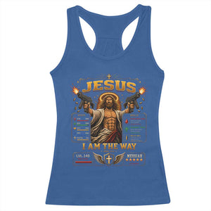 Jesus I Am the Way Character Stats RPG Books Racerback Tank Top TS10 Royal Blue Print Your Wear