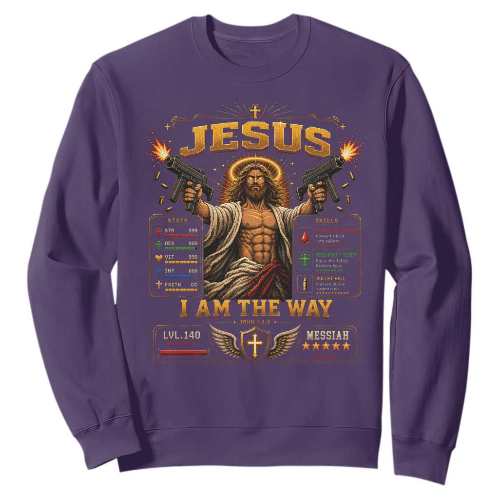 Jesus I Am the Way Character Stats RPG Books Sweatshirt TS10 Purple Print Your Wear