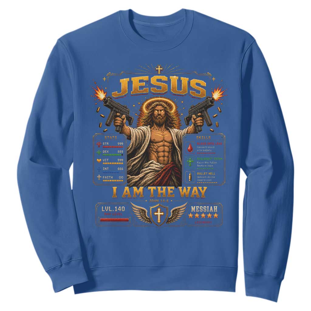 Jesus I Am the Way Character Stats RPG Books Sweatshirt TS10 Royal Blue Print Your Wear