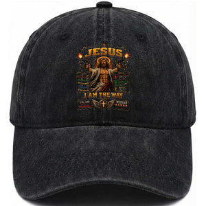 Jesus I Am the Way Character Stats RPG Books Washed Cotton Baseball Cap TS10 Print Your Wear
