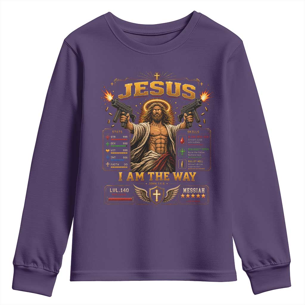 Jesus I Am the Way Character Stats RPG Books Youth Sweatshirt TS10 Purple Print Your Wear