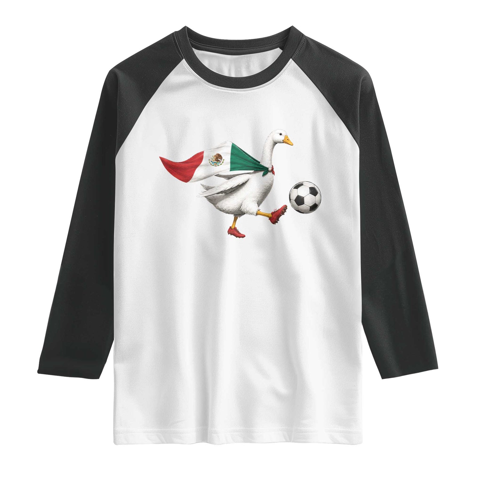 Mexico Soccer Goose Raglan Shirt Mexico Futbol Fan TS10 White Black Print Your Wear