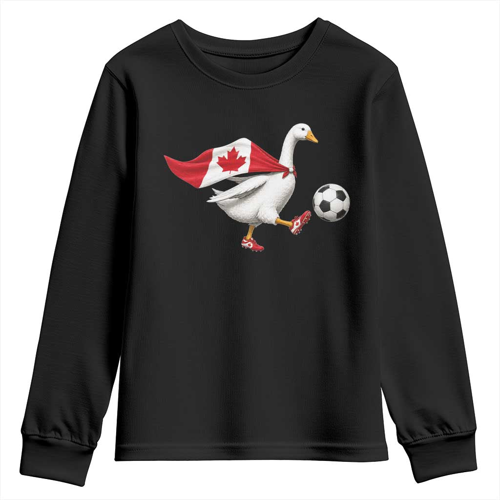 Canada Soccer Goose Youth Sweatshirt Canadian Flag Patriotic Football Fan Graphic TS10 Black Print Your Wear