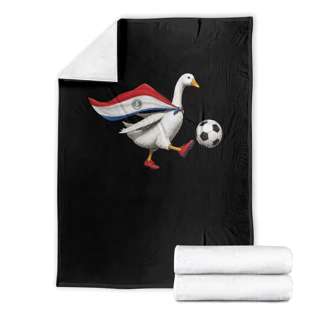 Funny Paraguay Soccer Throw Blanket Goose Wearing Paraguayan Flag Patriotic Football Fan Graphic TS10 Black Print Your Wear