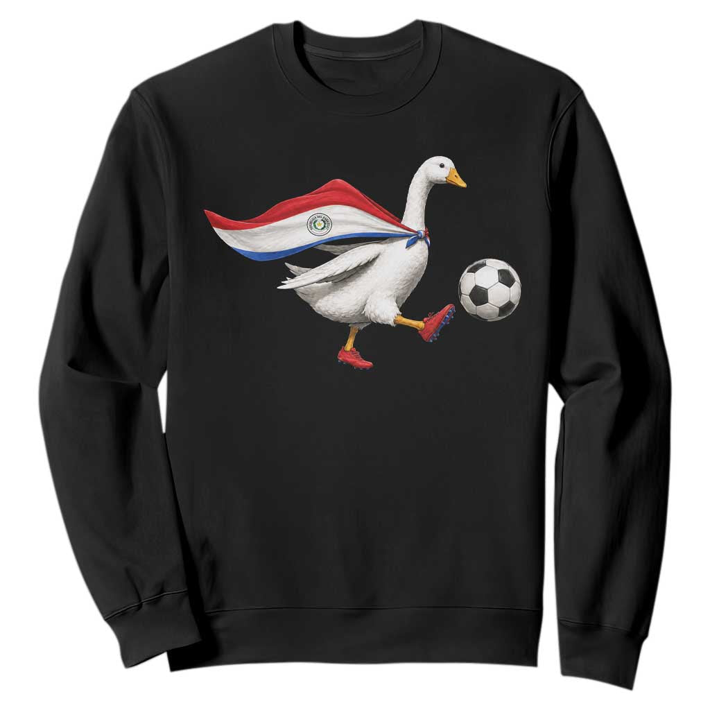 Funny Paraguay Soccer Sweatshirt Goose Wearing Paraguayan Flag Patriotic Football Fan Graphic TS10 Black Print Your Wear