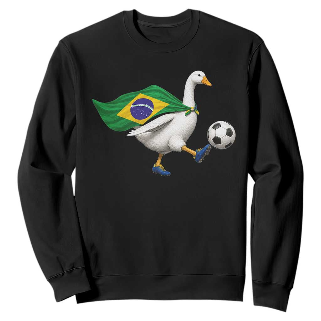 Brazil Soccer Goose Sweatshirt Brazilian Flag Patriotic Football Fan Graphic TS10 Black Print Your Wear