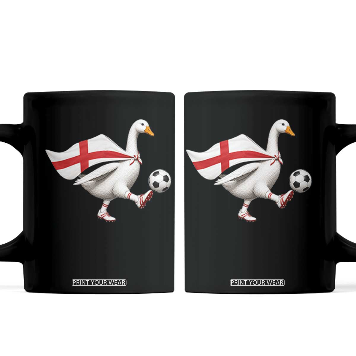England Soccer Goose Coffee Mug Patriotic Football Fan Graphic England Flag TS10 Black Print Your Wear