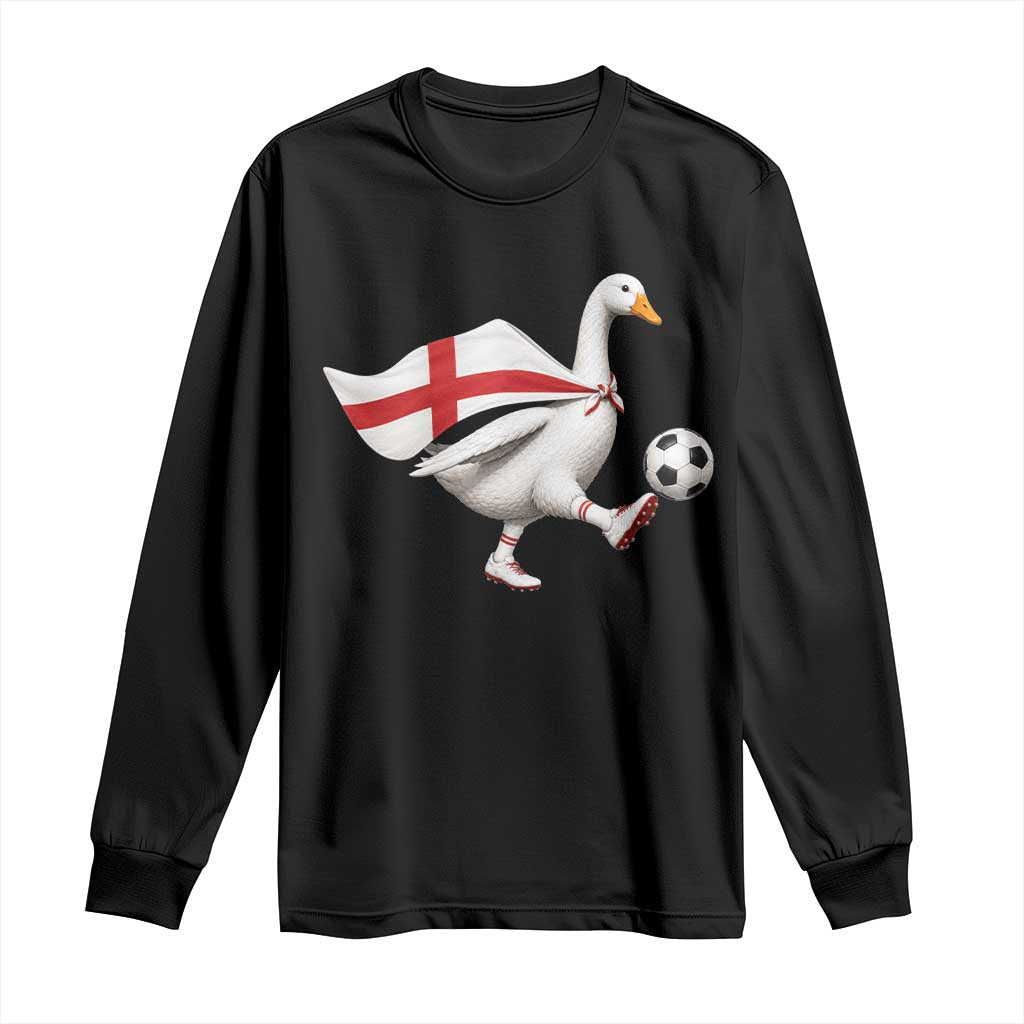 England Soccer Goose Long Sleeve Shirt Patriotic Football Fan Graphic England Flag TS10 Black Print Your Wear
