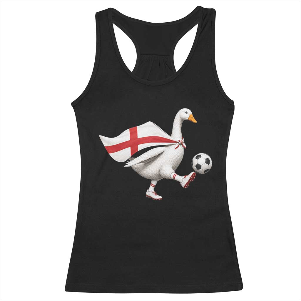 England Soccer Goose Racerback Tank Top Patriotic Football Fan Graphic England Flag TS10 Black Print Your Wear