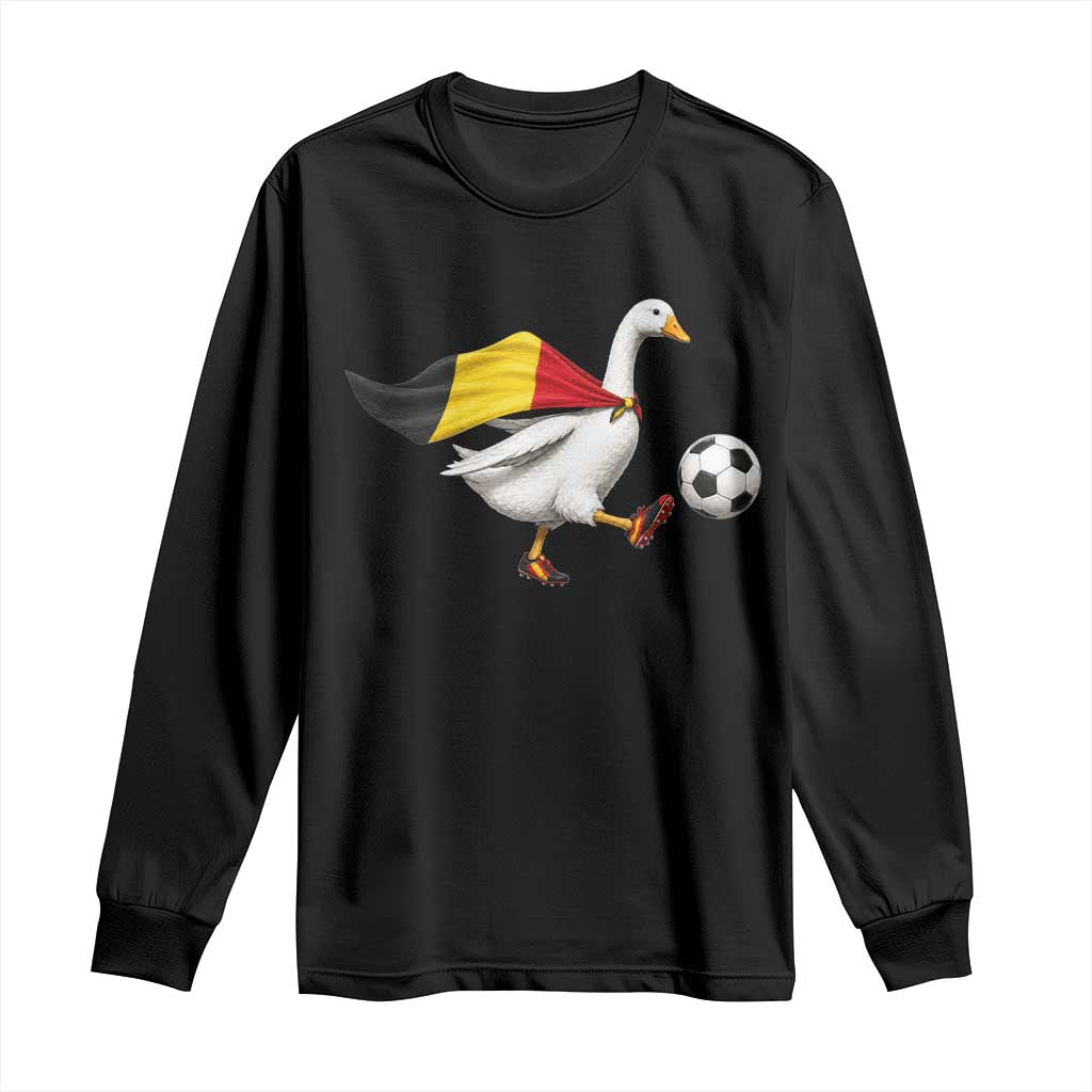 Belgium Soccer Goose Long Sleeve Shirt Belgian Flag Patriotic Football Fan Graphic TS10 Black Print Your Wear