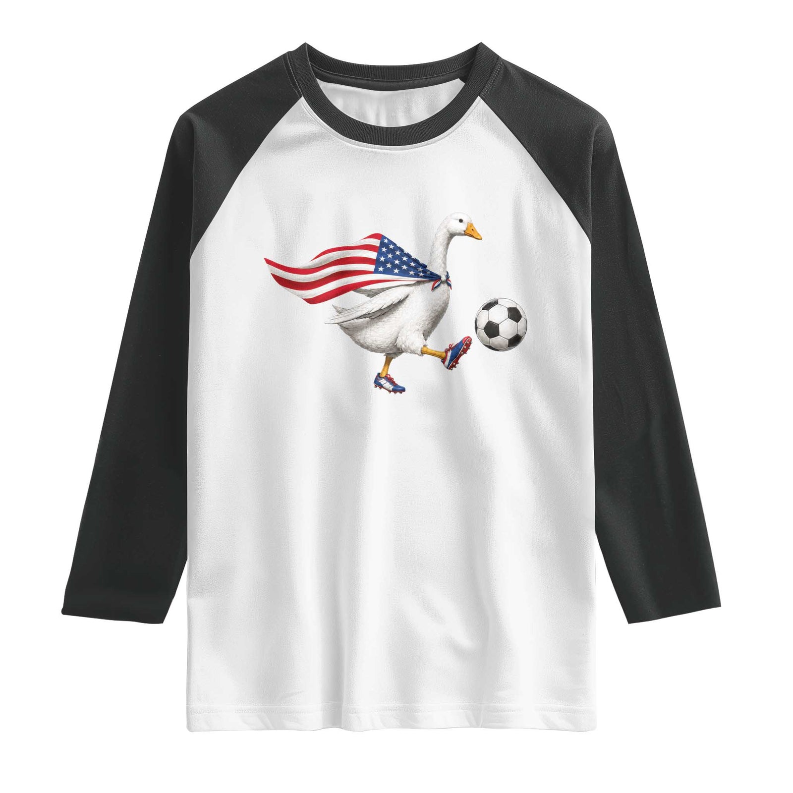 USA Soccer Goose Raglan Shirt American Flag Patriotic Football Fan Graphic TS10 White Black Print Your Wear