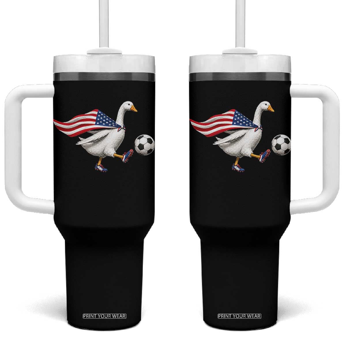 USA Soccer Goose Tumbler With Handle American Flag Patriotic Football Fan Graphic TS10 One Size: 40 oz Black Print Your Wear