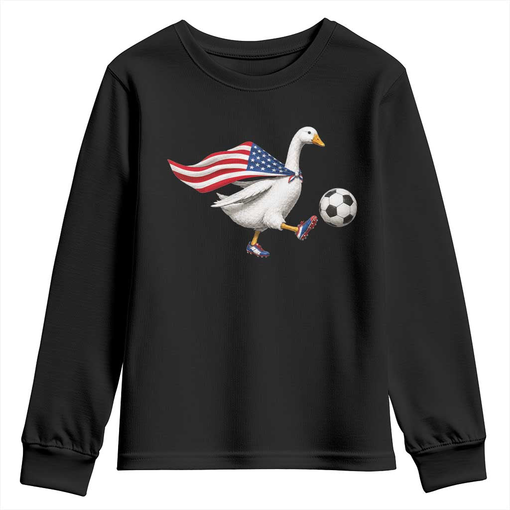 USA Soccer Goose Youth Sweatshirt American Flag Patriotic Football Fan Graphic TS10 Black Print Your Wear