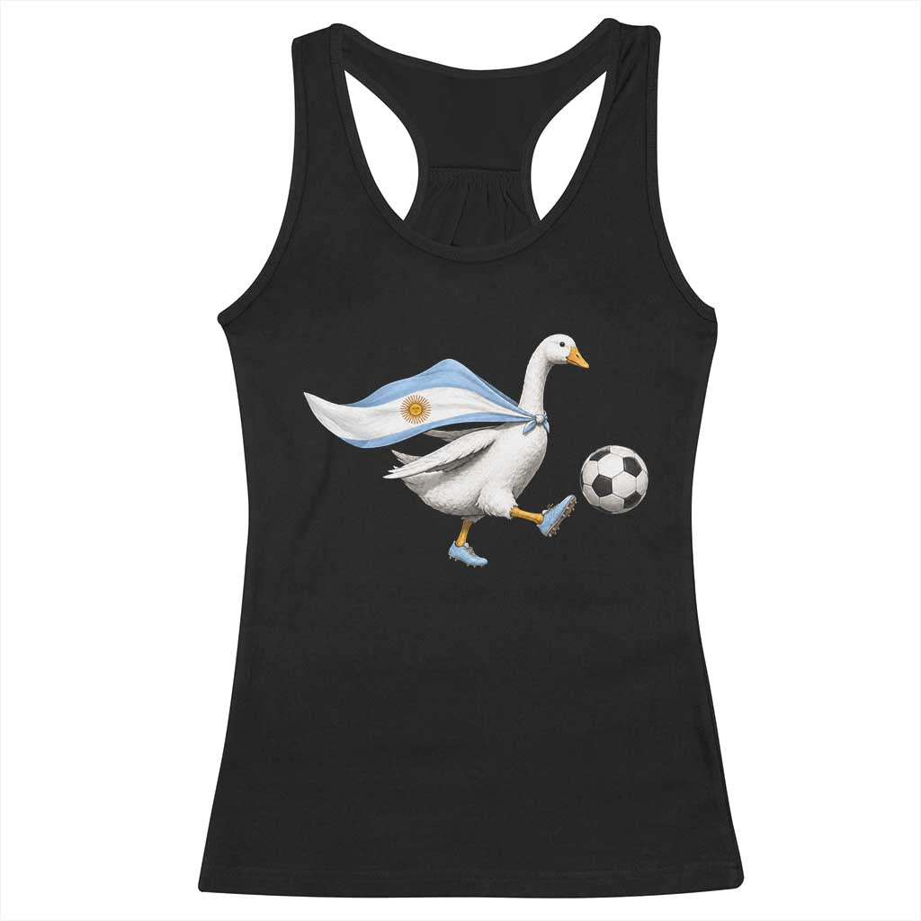 Argentina Soccer Goose Racerback Tank Top Argentine Flag Patriotic Football Fan Graphic TS10 Black Print Your Wear