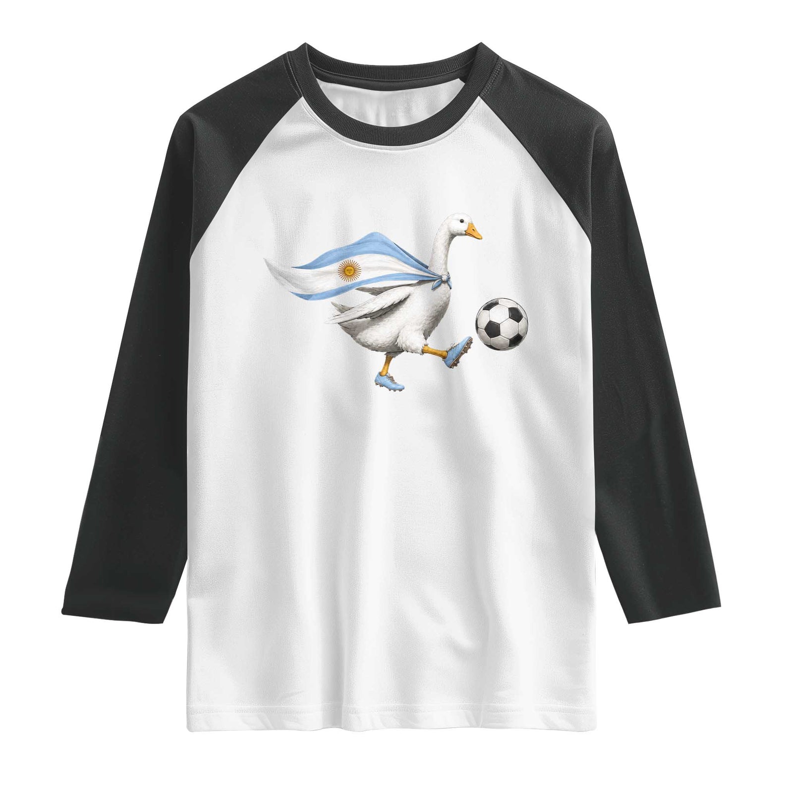Argentina Soccer Goose Raglan Shirt Argentine Flag Patriotic Football Fan Graphic TS10 White Black Print Your Wear