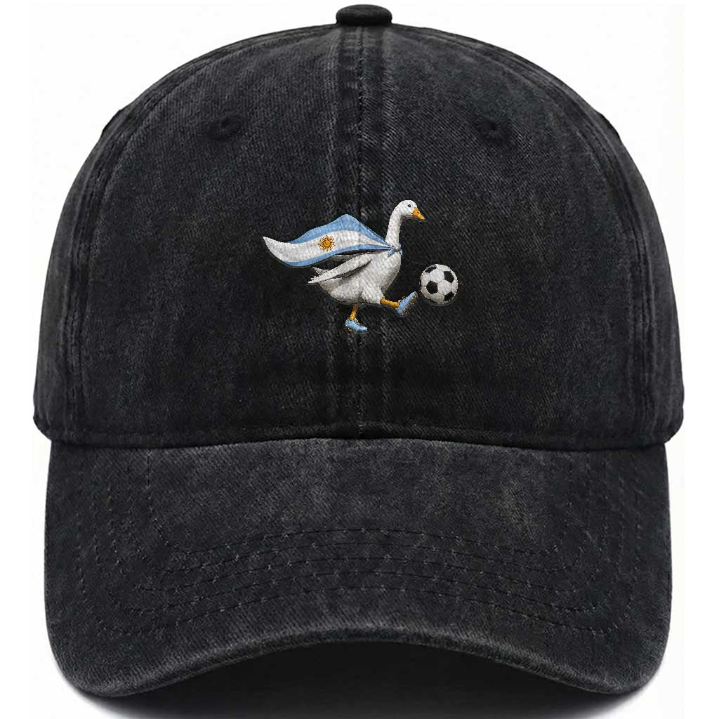 Argentina Soccer Goose Washed Cotton Baseball Cap Argentine Flag Patriotic Football Fan Graphic TS10 Print Your Wear