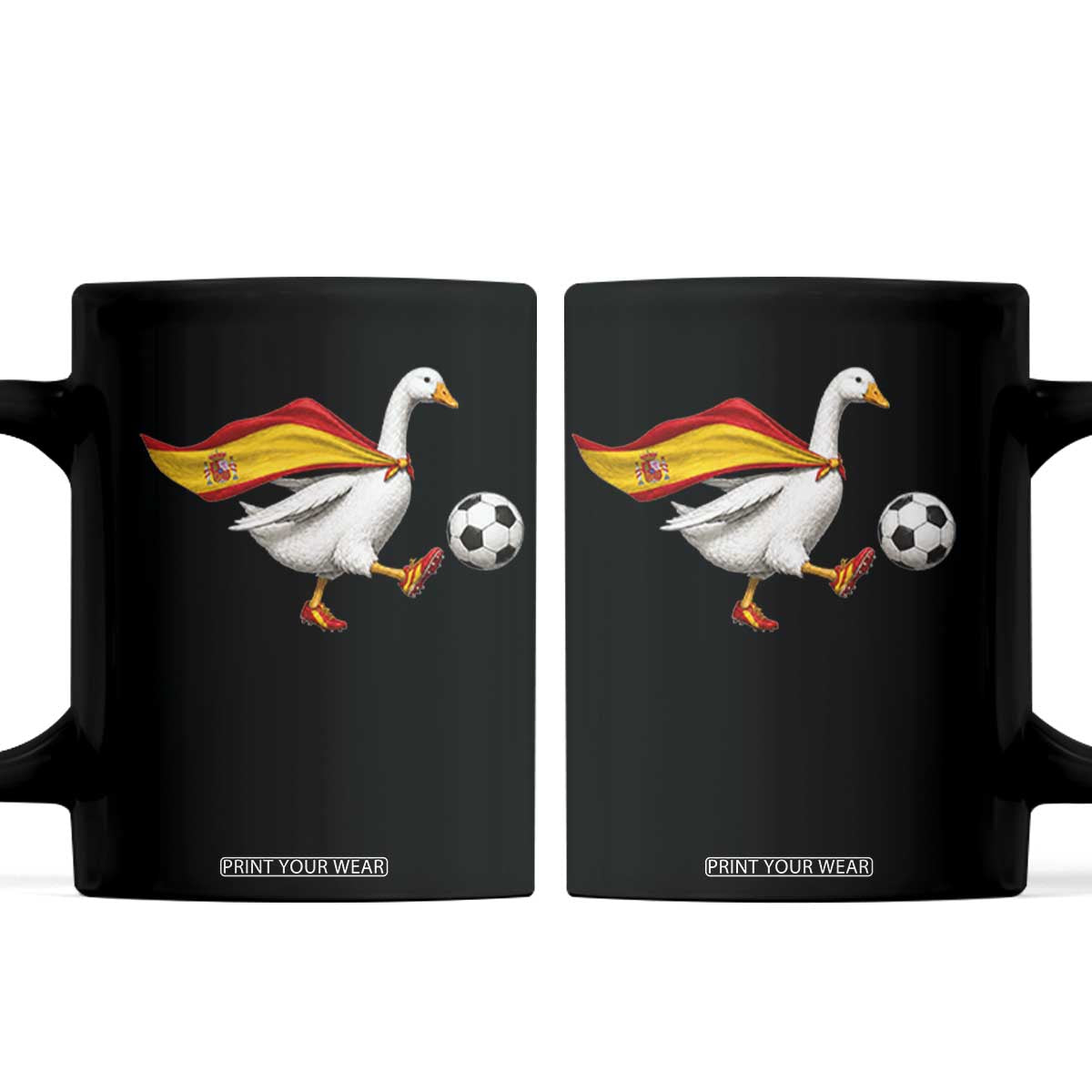 Spain Soccer Goose Coffee Mug Spanish Flag Patriotic Football Fan Graphic TS10 Black Print Your Wear