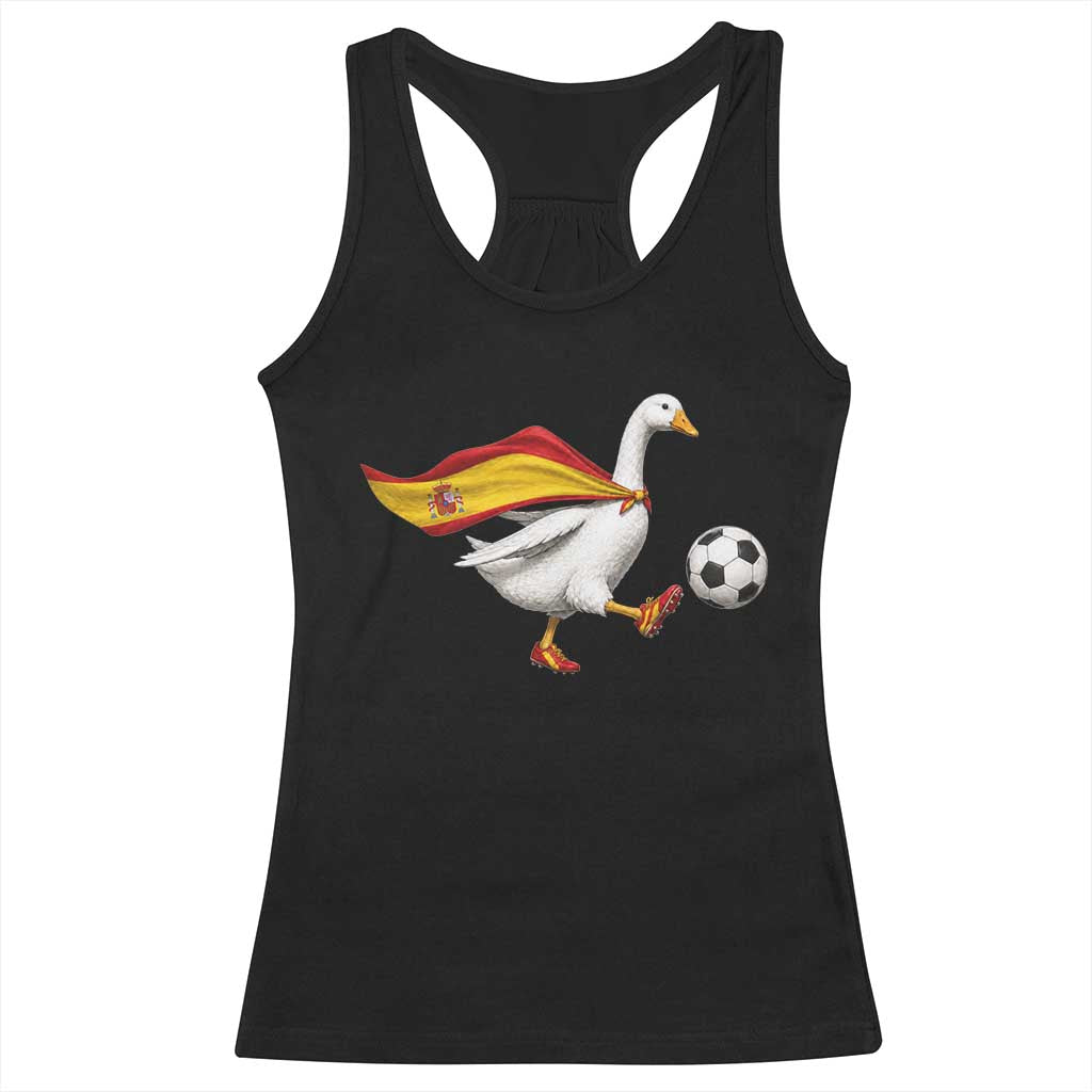 Spain Soccer Goose Racerback Tank Top Spanish Flag Patriotic Football Fan Graphic TS10 Black Print Your Wear