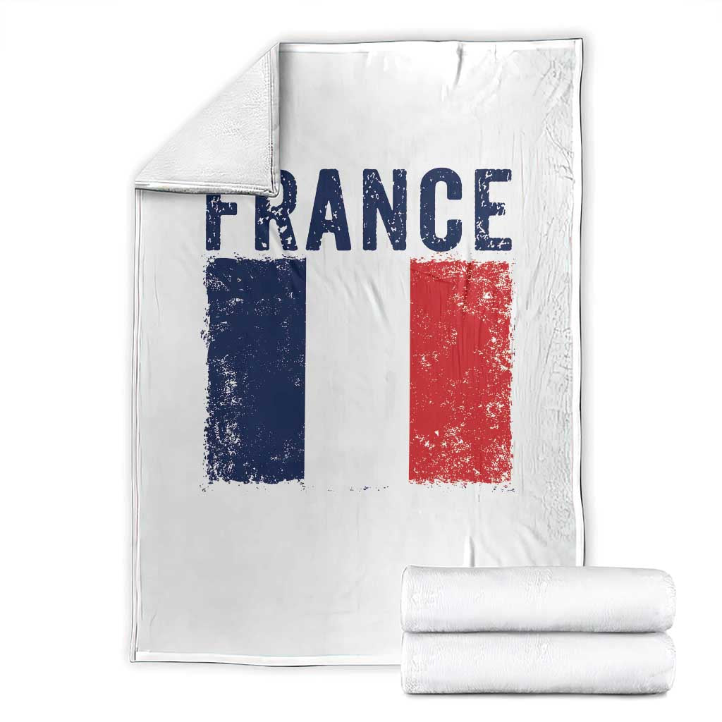 Vintage France Flag Distressed French Pride Patriotic Soccer Fan Graphic Throw Blanket TS10 White Print Your Wear