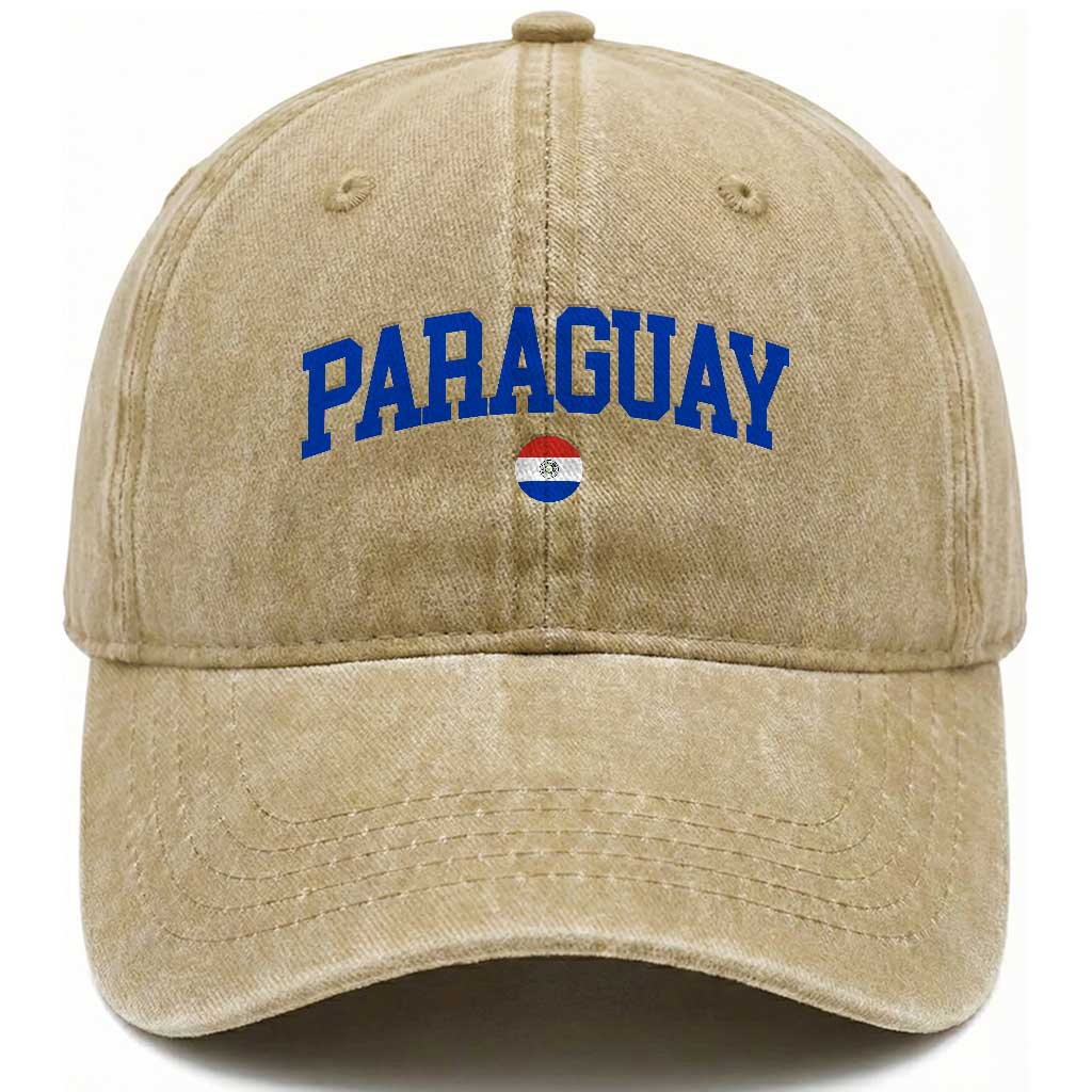 Paraguay Patriotic Flag Washed Cotton Baseball Cap Soccer Fan Vintage Varsity Sports National Pride Graphic TS10 Print Your Wear